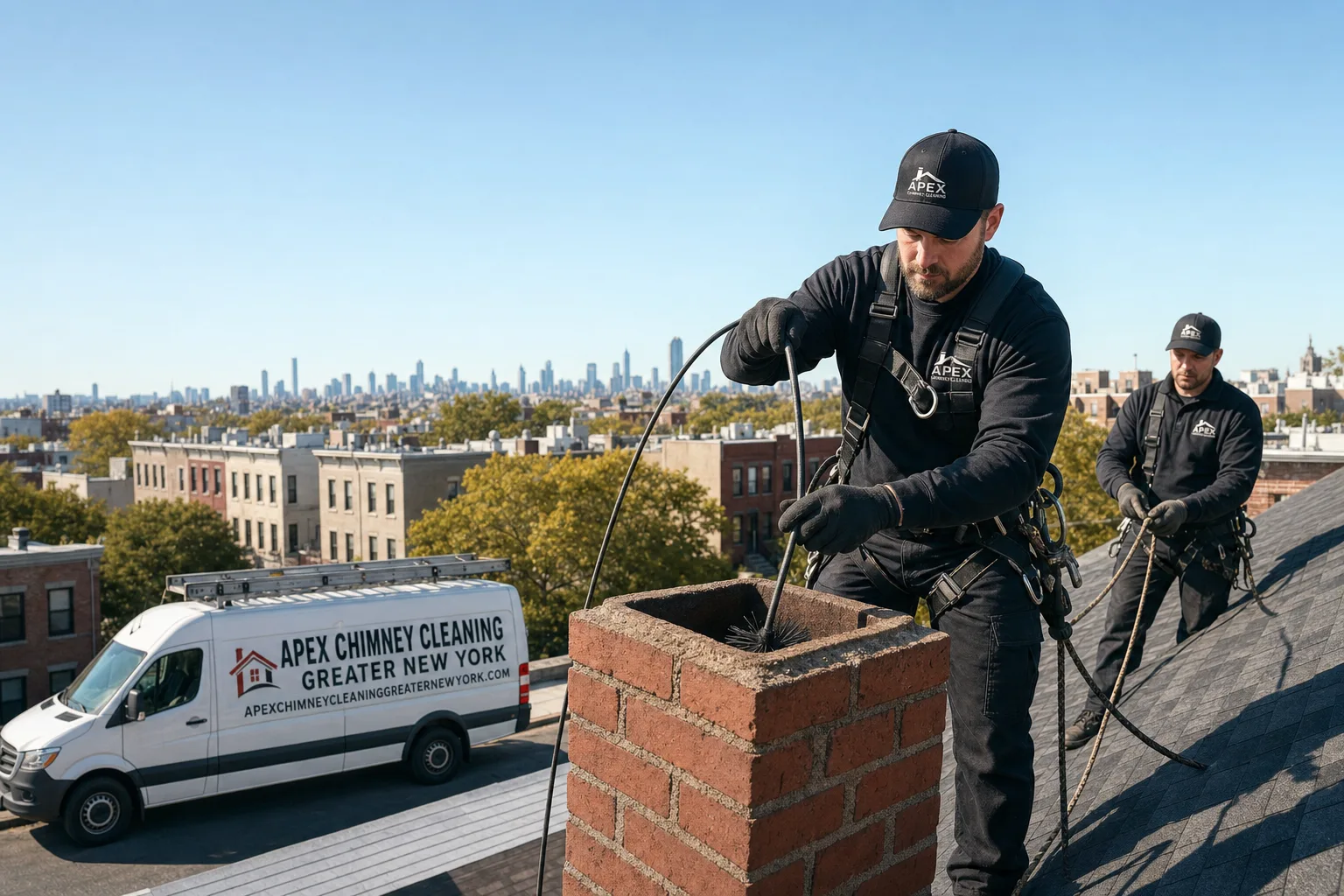 Apex Chimney Cleaning Greater New York service vehicle and crew in Greater New York, NY